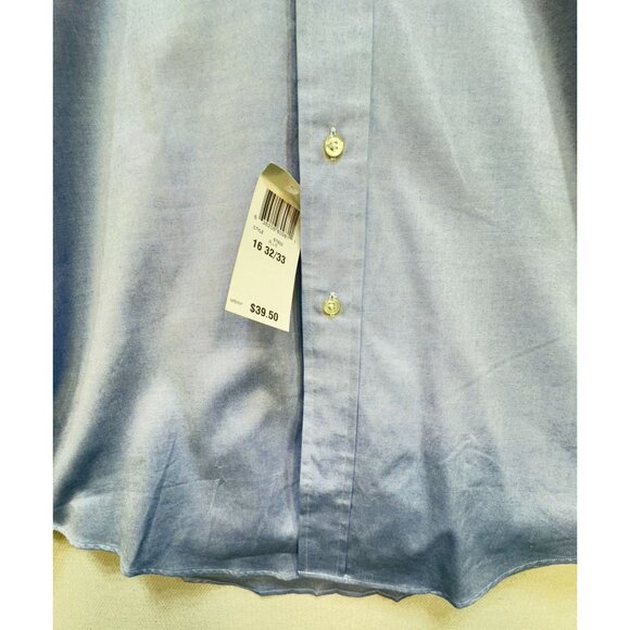 Club Room Mens Pinpoint Oxford Dress Shirt Size 16 32/33 Light Blue Pocket - Picture 5 of 13